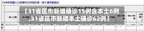 【31省区市新增确诊15例含本土6例,31省区市新增本土确诊62例】-第2张图片
