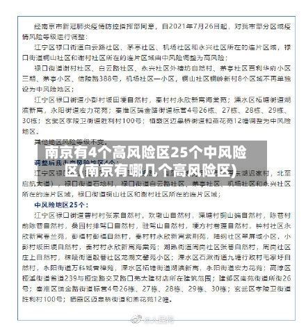 南京有4个高风险区25个中风险区(南京有哪几个高风险区)-第2张图片